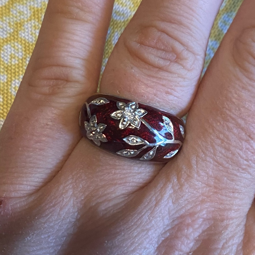 Size 7 red garnet ring sterling silver 925 stamp